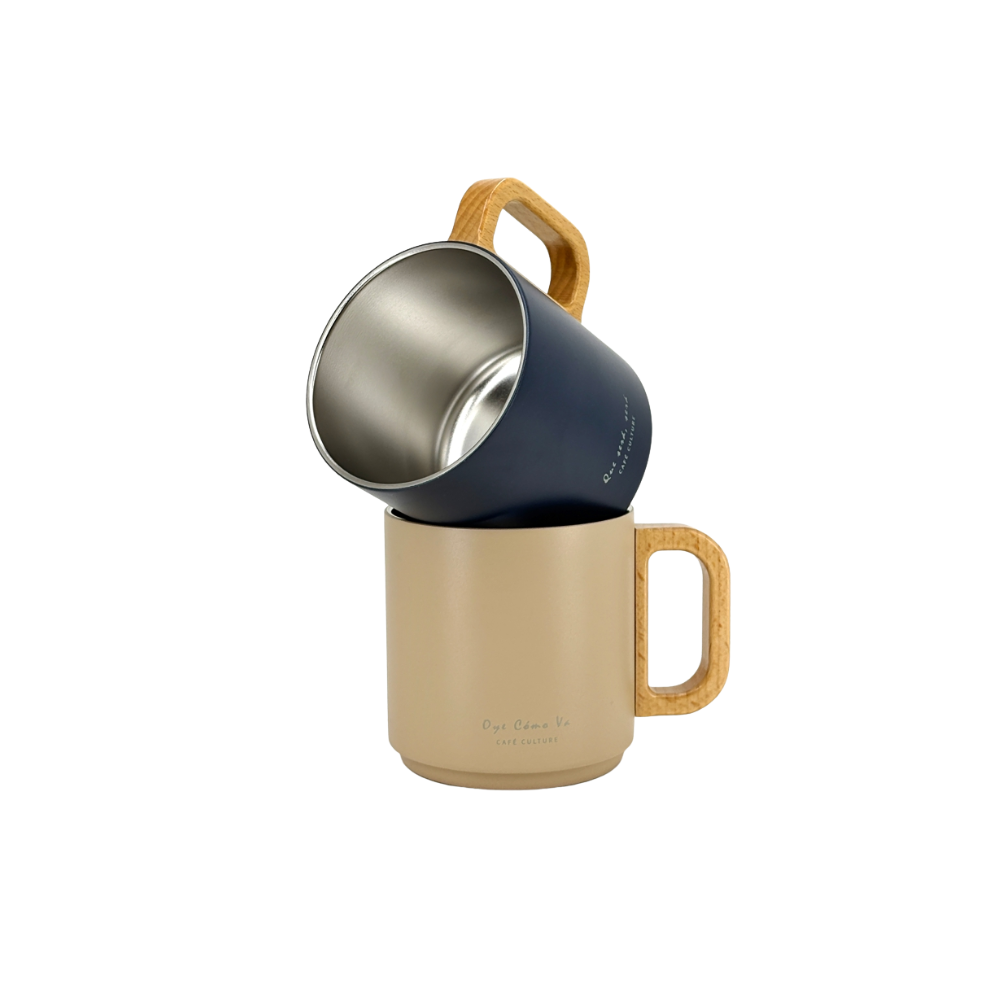 Cafe Culture Double Wall Mug Sand and Blue