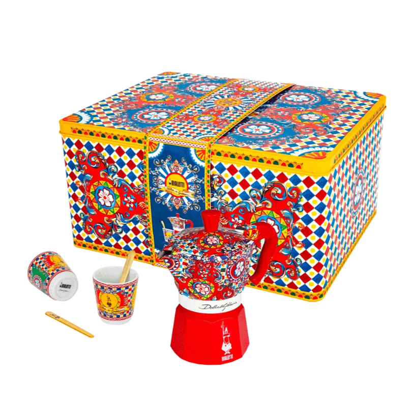 Bialetti Dolce&Gabbana Moka Espresso Maker, Porcelain Cup & Stirrers Set