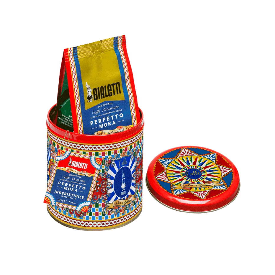 Bialetti Dolce & Gabbana Tin Canister with Perfetto Moka Irresistibile Coffee