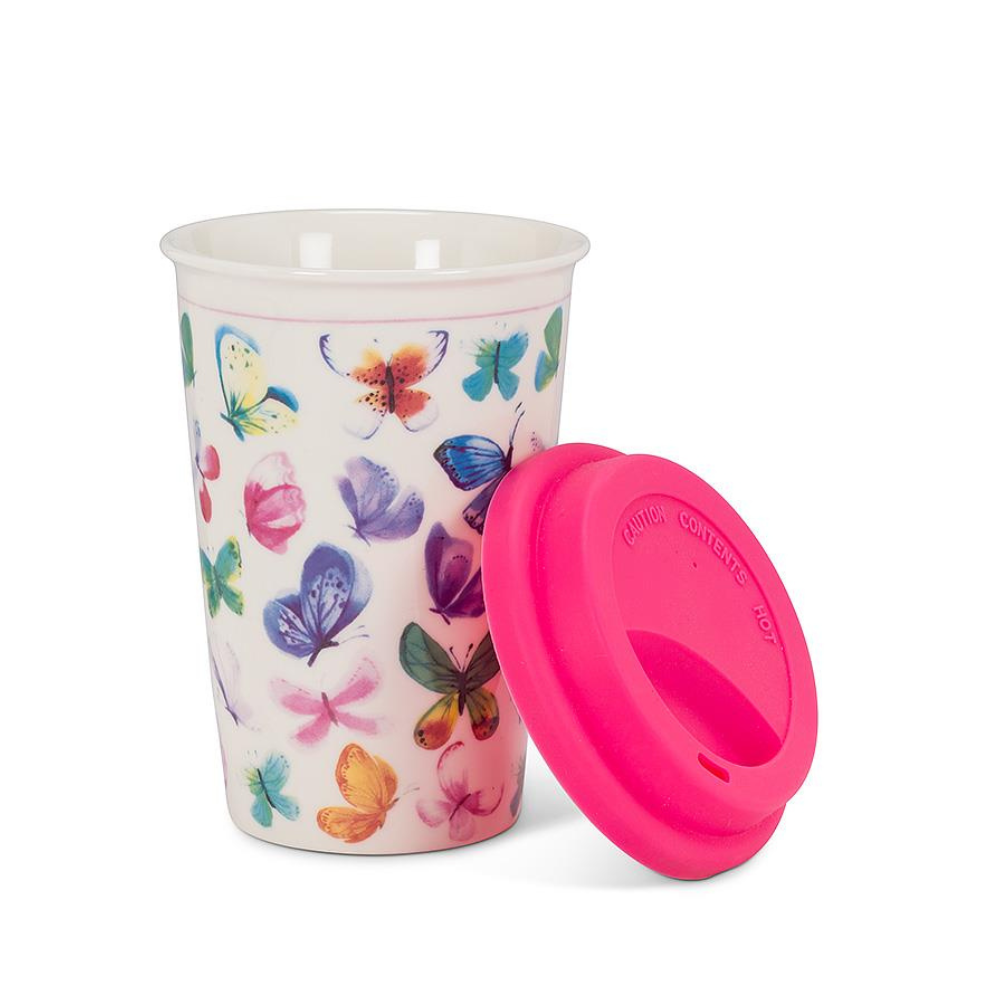 Butterflies Travel Mug Lid Off
