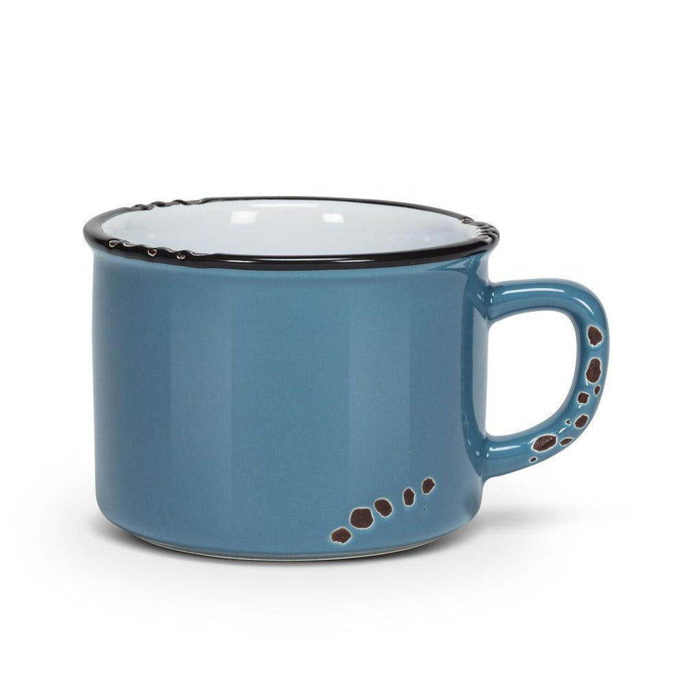 Enamel Look Cappuccino Cup Denim Blue