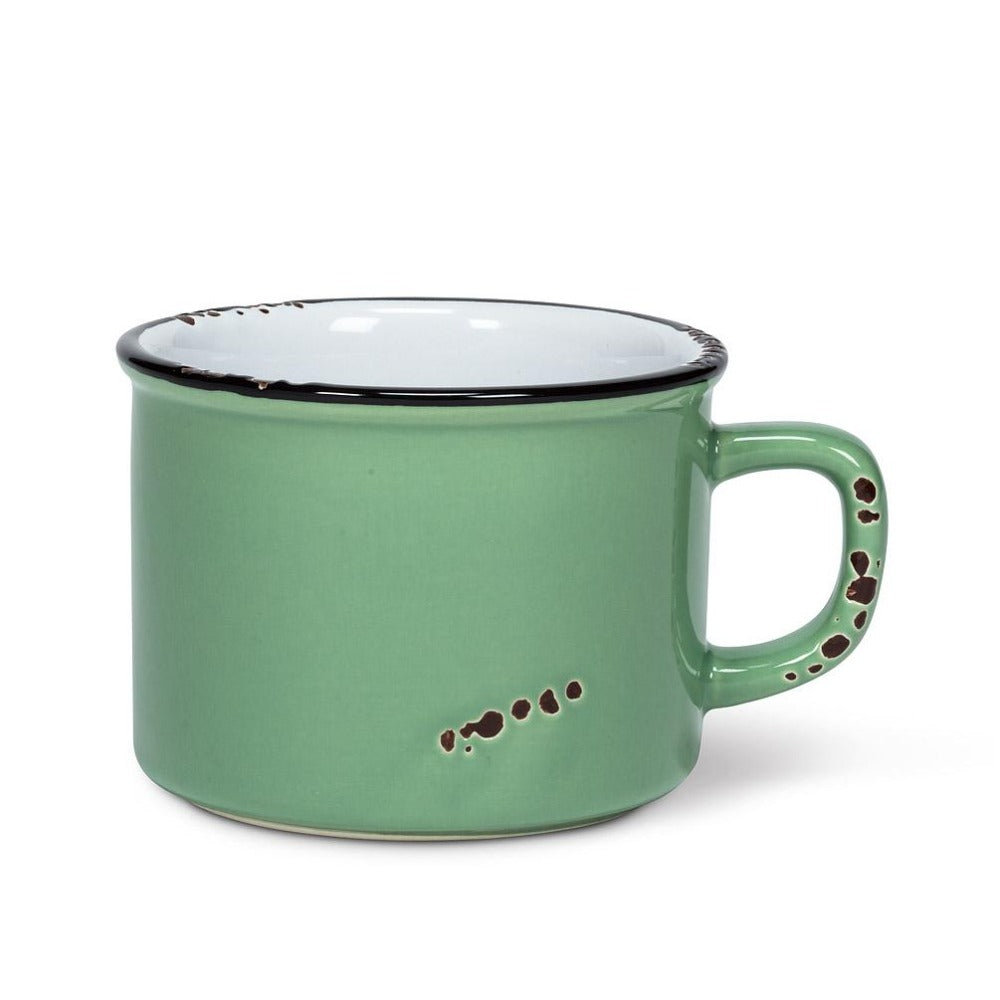 Enamel Look Cappuccino Cup Forest Green